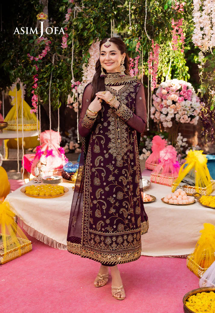 ASIM JOFA PURPLE EMBROIDERED UNSTICHED 3PC SUIT | KPA0078