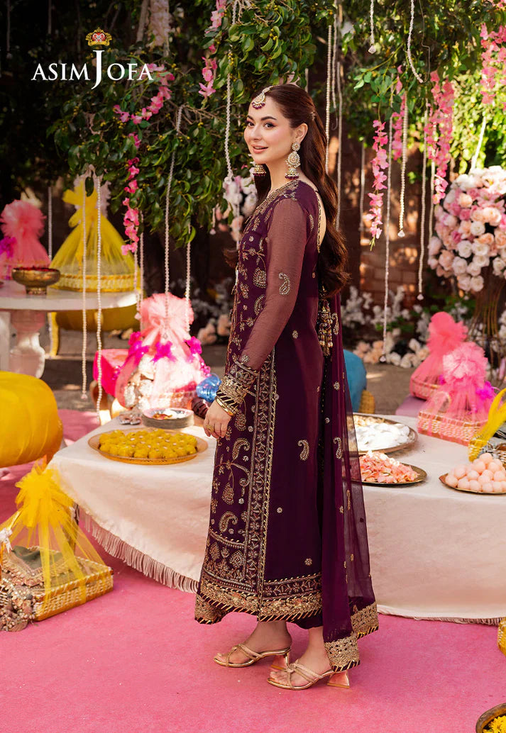 ASIM JOFA PURPLE EMBROIDERED UNSTICHED 3PC SUIT | KPA0078
