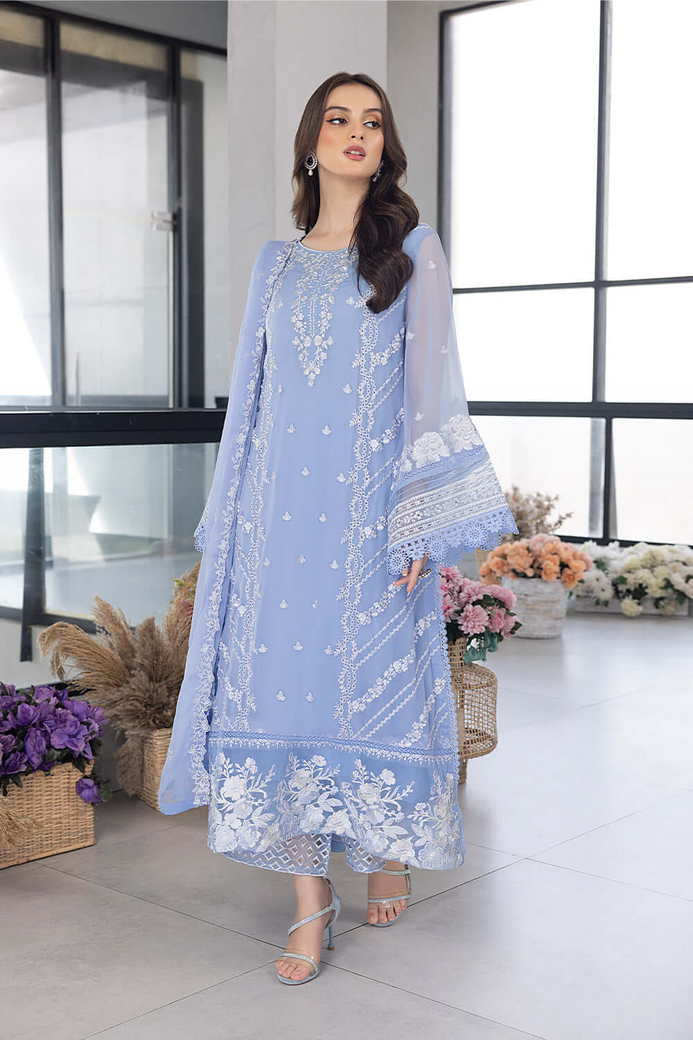 AZURE EMBROIDERED UNSTICHED 3PC SUIT | KPA0071