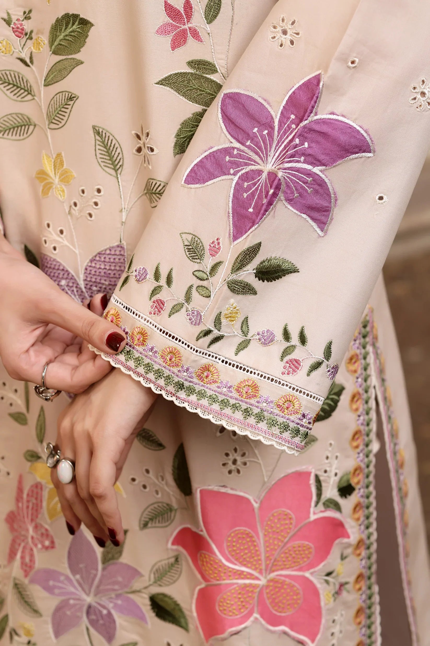 ANEELAS COTTON CHIKENKARI EMBROIDERED UNSTITCHED 3PC SUIT | KPA0097