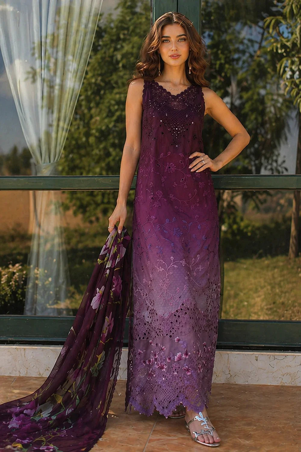 Noor By Sadia Lawn Printed Embroidered UNSTITCHED 3PC SUIT | KPA0101