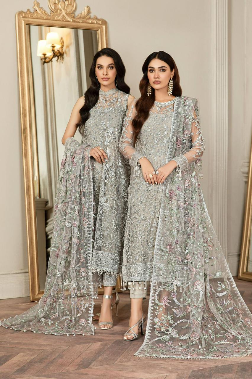 ZARIF NET LUXURY EMBROIDERED UNSTITCHED 3PC SUIT | KPA0073