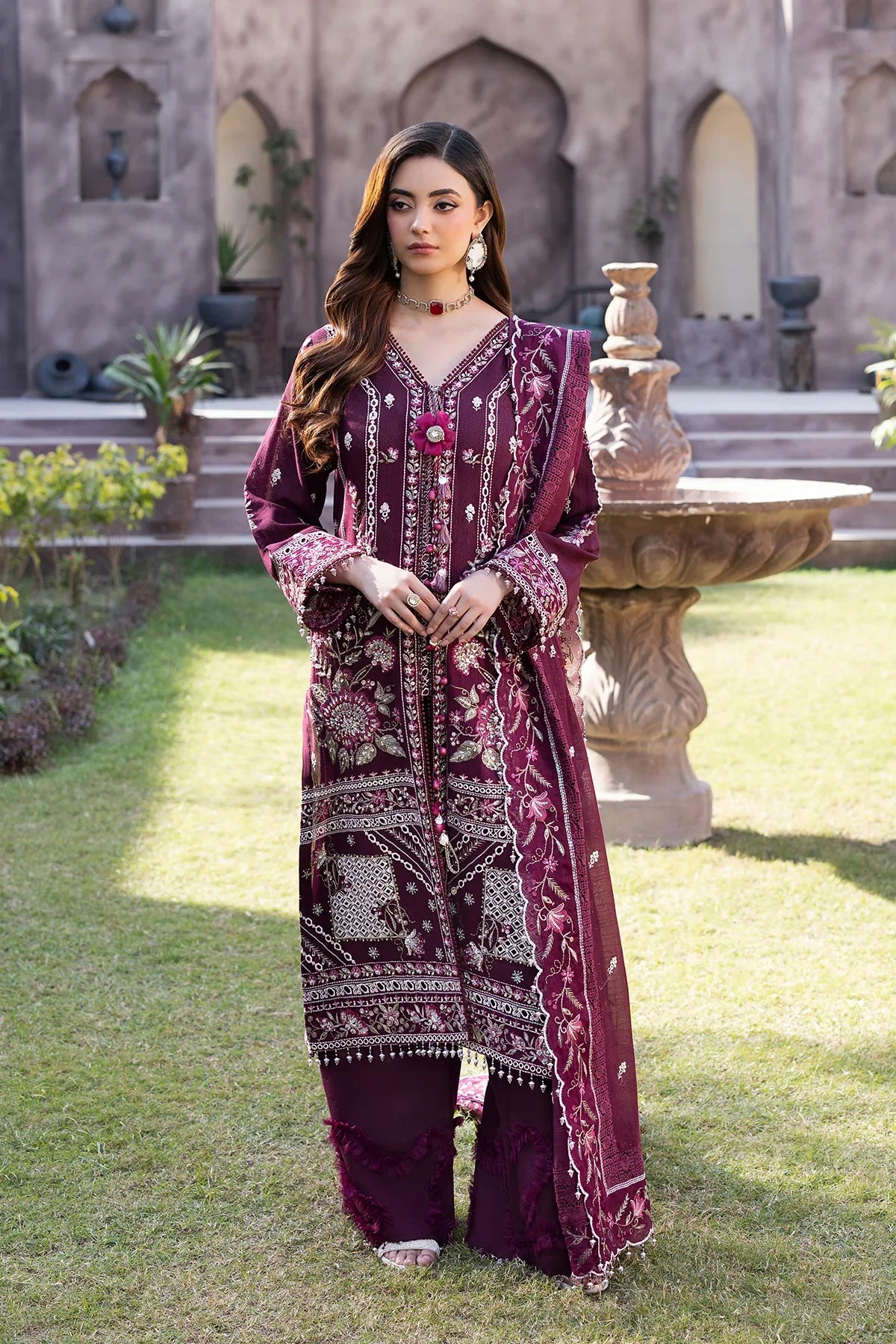 RAEESA PREMIUM EMBROIDERED UNSTITCHED 3PC SUIT | KPA0109