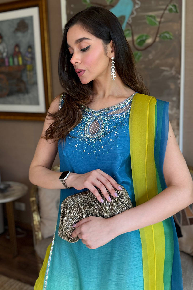 NEON OMBRE LAWN UNSTITCHED 3PC SUIT | KPA0093