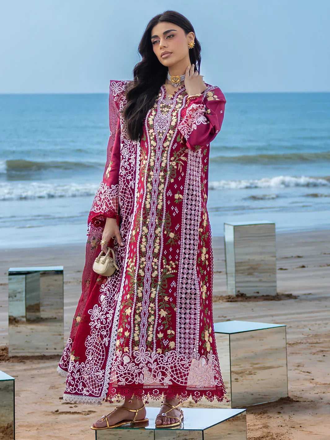 MAHNUR COTTON EMBROIDERED UNSTITCHED 3PC SUIT | KPA0112