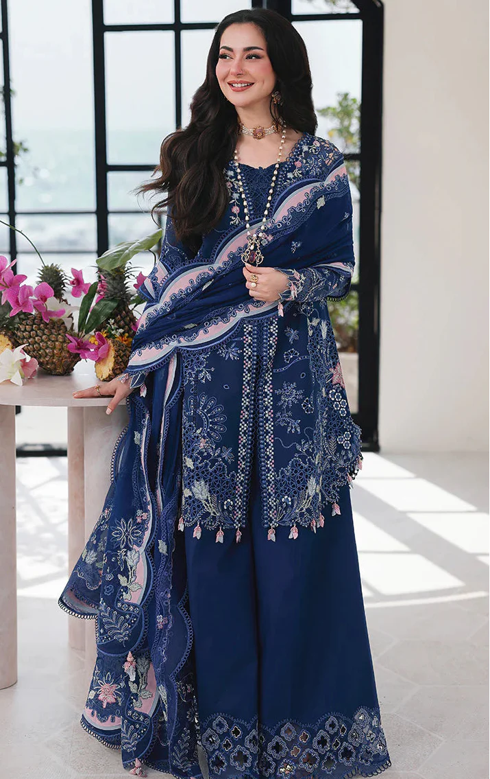 QALAMKAR CHIKENKARI UNSTITCHED 3PC SUIT | KPA0091