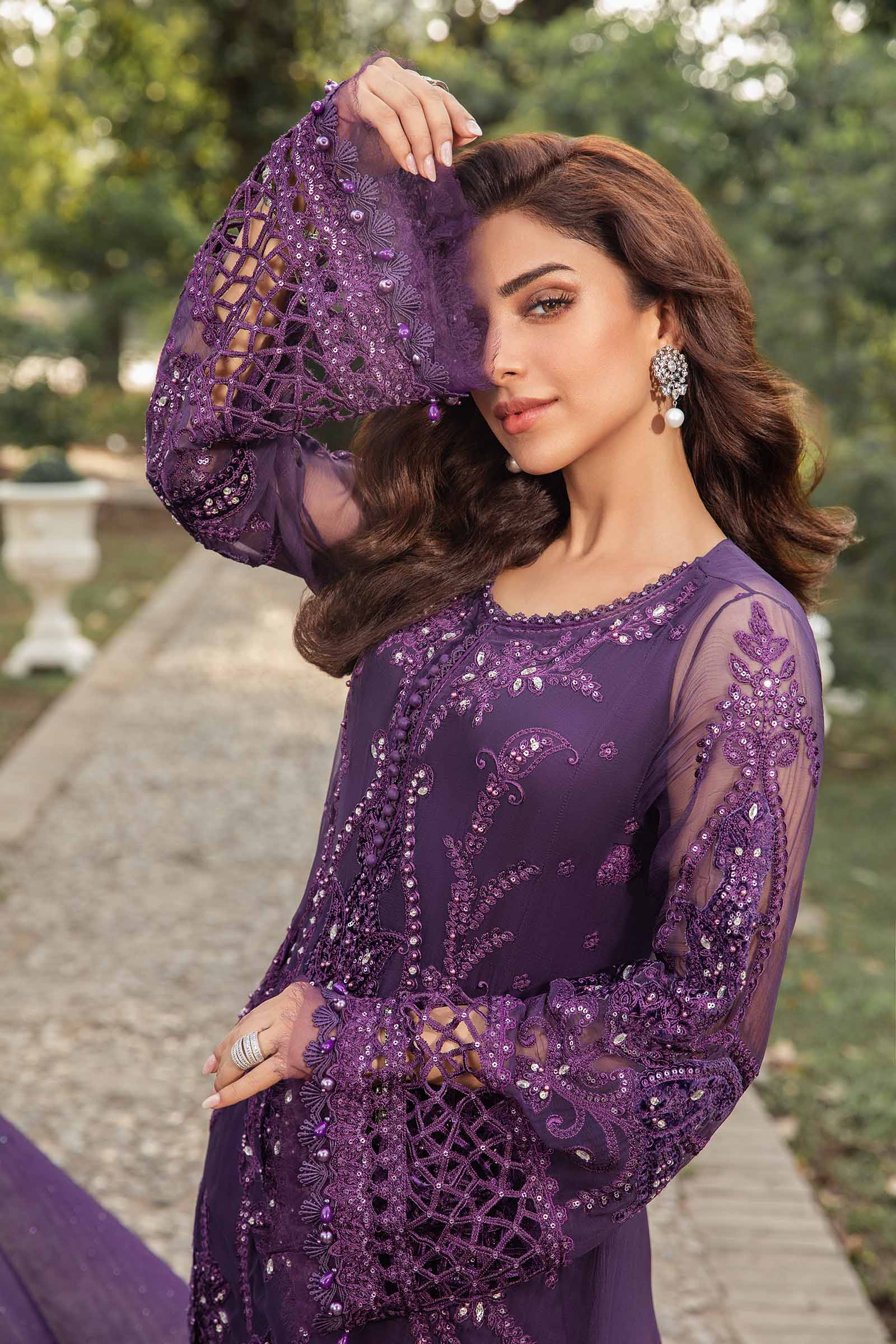 MARIA.B CHIFFON EMBROIDERED UNSTITCHED 3PC SUIT | KPA0068