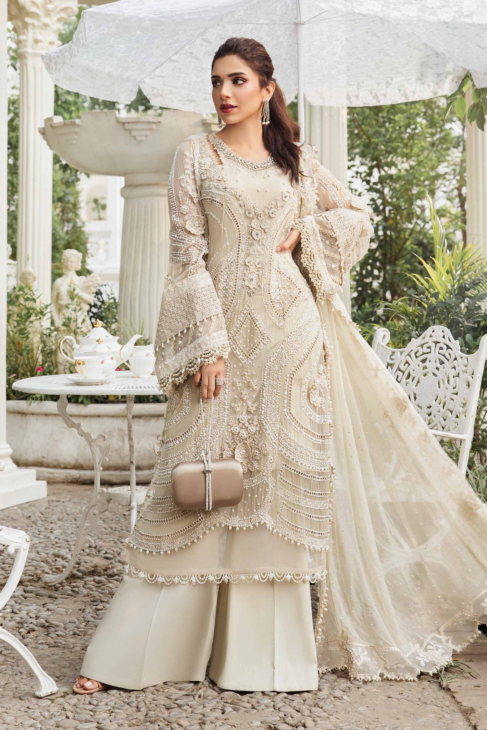 MARIA.B UNSTITCHED EMBROIDERED CHIFFON 3PC SUIT | KPA0059