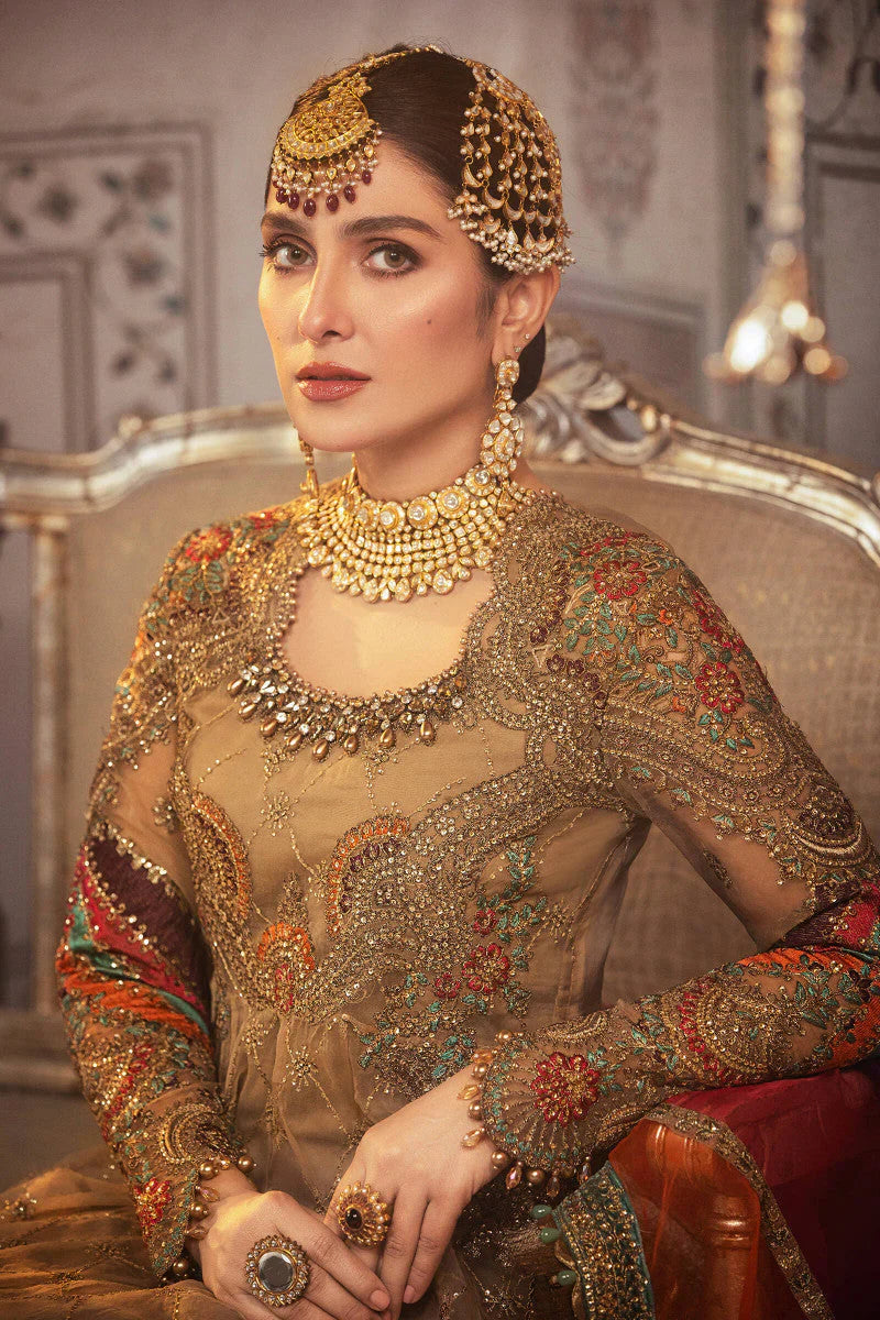 MARIA B WEDDING EMBROIDERED UNSTICHED 3PC MAXI | KPA0116