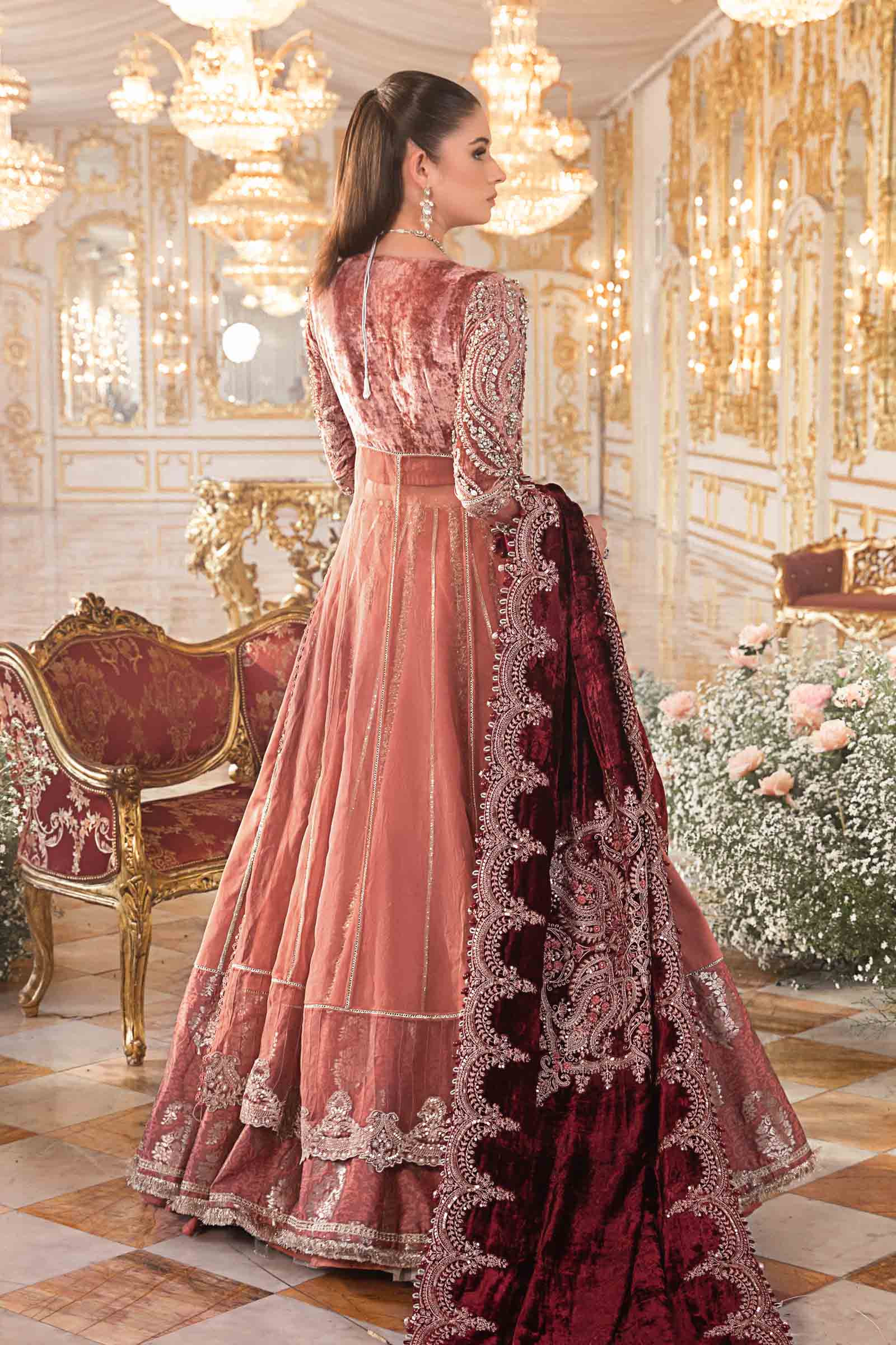 MARIA.B UNSTITCHED EMBROIDERED SALMON PINK 3PC SUIT BD-2701 – KPA0058