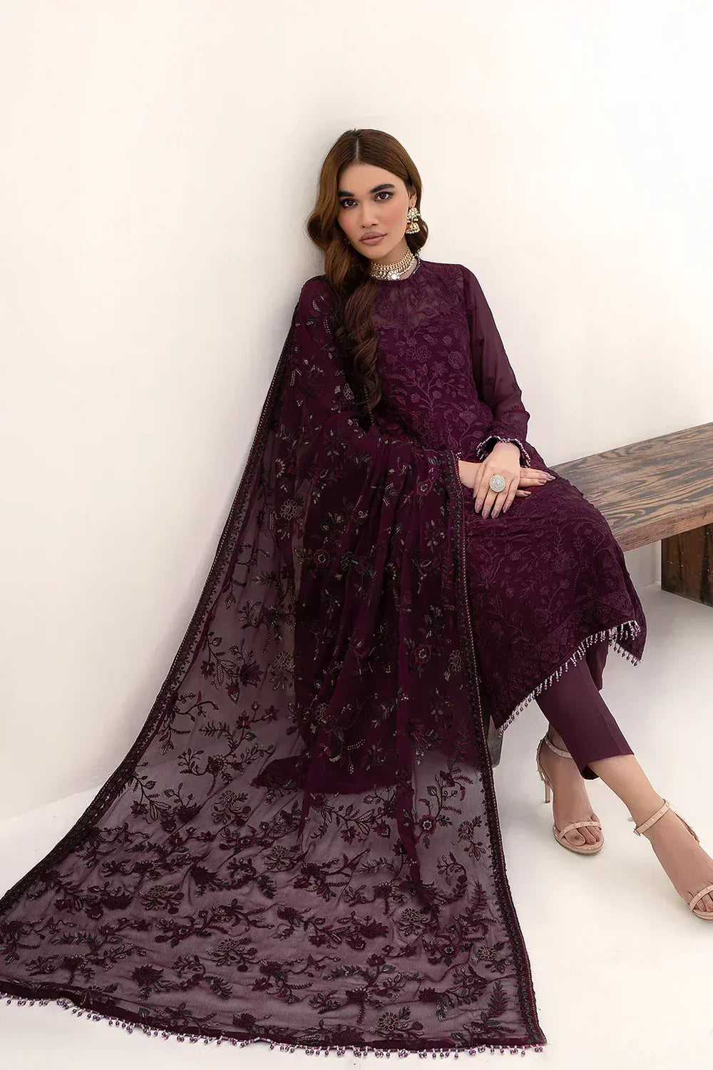 ZARIF CHIFFON EMBROIDERED UNSTITCHED 3PC SUIT | KPA0072
