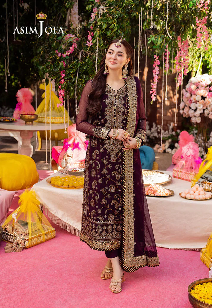 ASIM JOFA PURPLE EMBROIDERED UNSTICHED 3PC SUIT | KPA0078