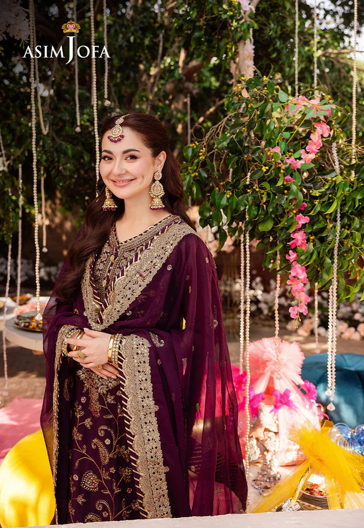 ASIM JOFA PURPLE EMBROIDERED UNSTICHED 3PC SUIT | KPA0078