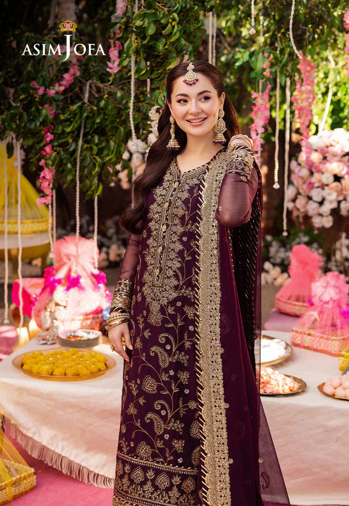 ASIM JOFA PURPLE EMBROIDERED UNSTICHED 3PC SUIT | KPA0078