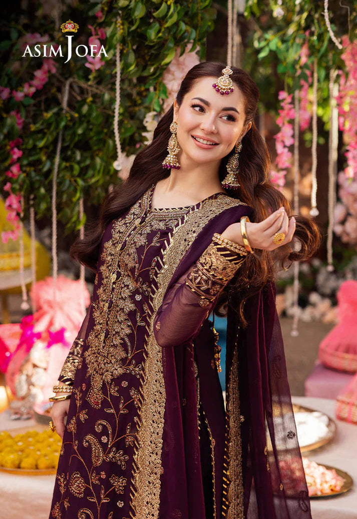 ASIM JOFA PURPLE EMBROIDERED UNSTICHED 3PC SUIT | KPA0078