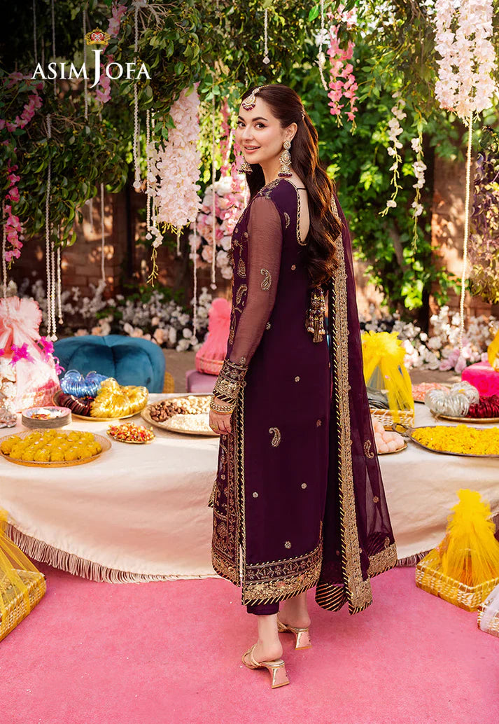 ASIM JOFA PURPLE EMBROIDERED UNSTICHED 3PC SUIT | KPA0078