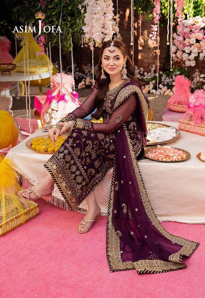 ASIM JOFA PURPLE EMBROIDERED UNSTICHED 3PC SUIT | KPA0078