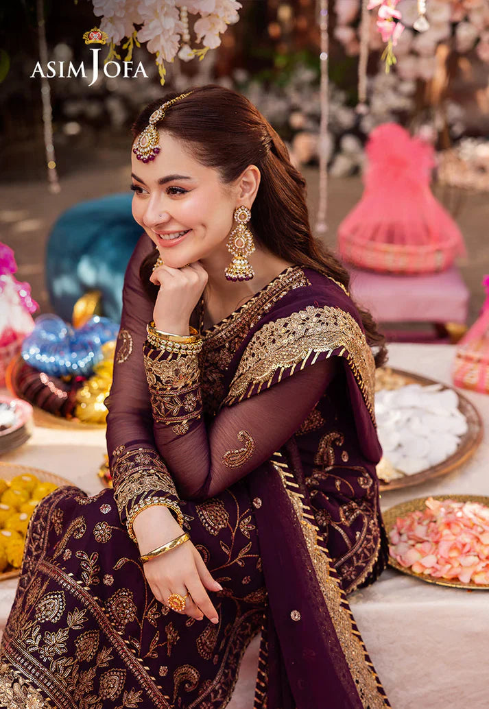 ASIM JOFA PURPLE EMBROIDERED UNSTICHED 3PC SUIT | KPA0078