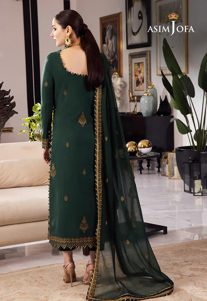 ASIM JOFA GREEN EMBROIDERED UNSTICHED 3PC SUIT | KPA0075