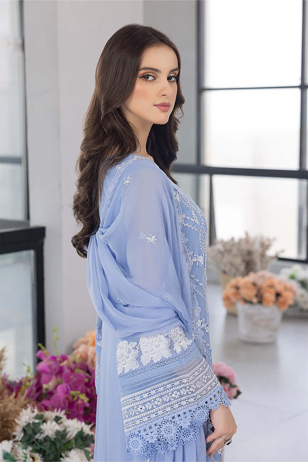 AZURE EMBROIDERED UNSTICHED 3PC SUIT | KPA0071