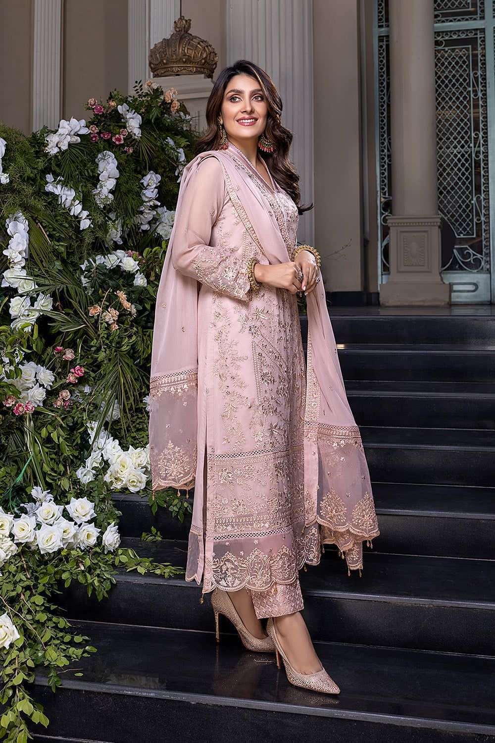 AZURE CHIFFON EMBROIDERED UNSTICHED 3PC SUIT | KPA0076