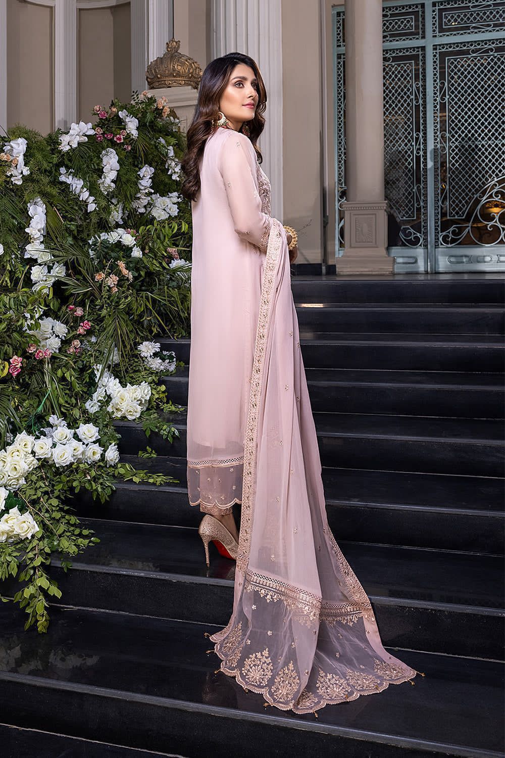 AZURE CHIFFON EMBROIDERED UNSTICHED 3PC SUIT | KPA0076