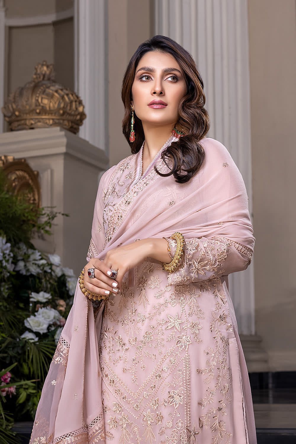 AZURE CHIFFON EMBROIDERED UNSTICHED 3PC SUIT | KPA0076