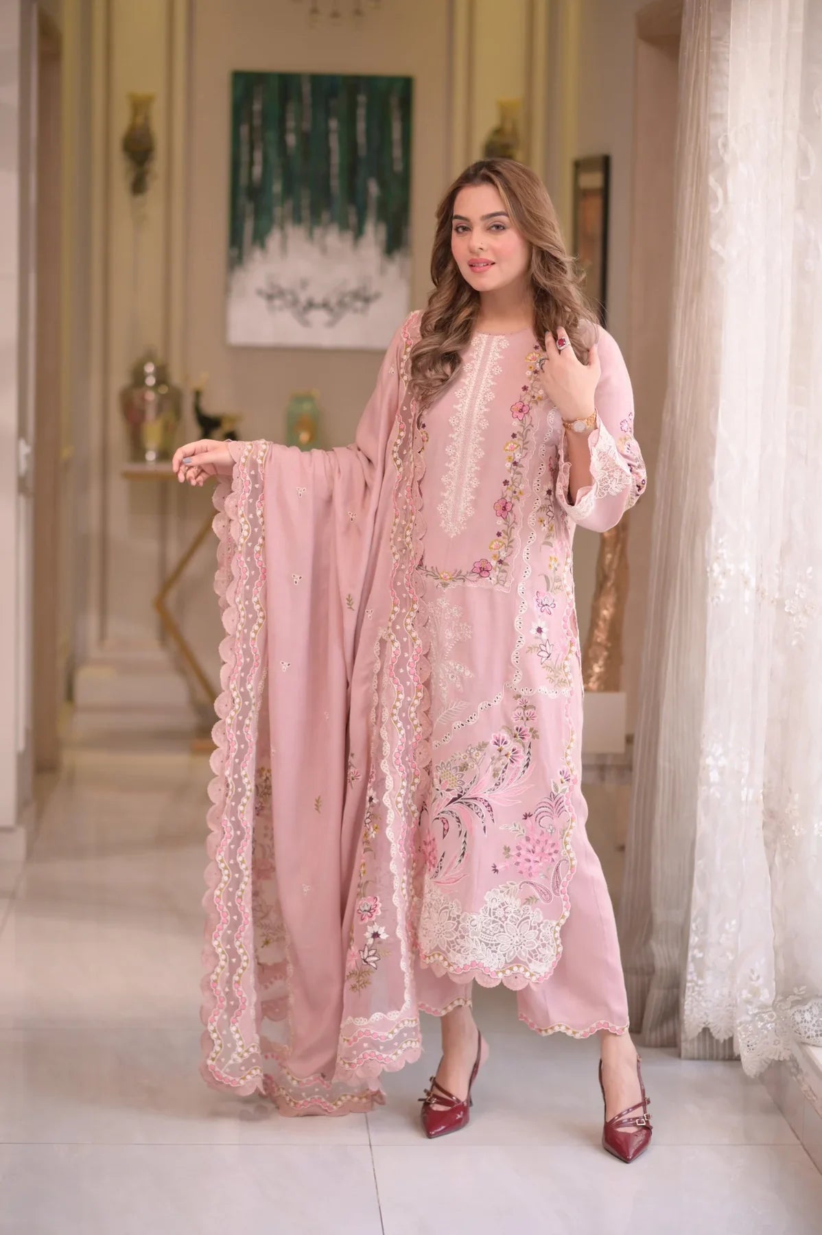 ANEELAS EMBROIDERED LAWN UNSTITCHED 3PC SET | KPA0023