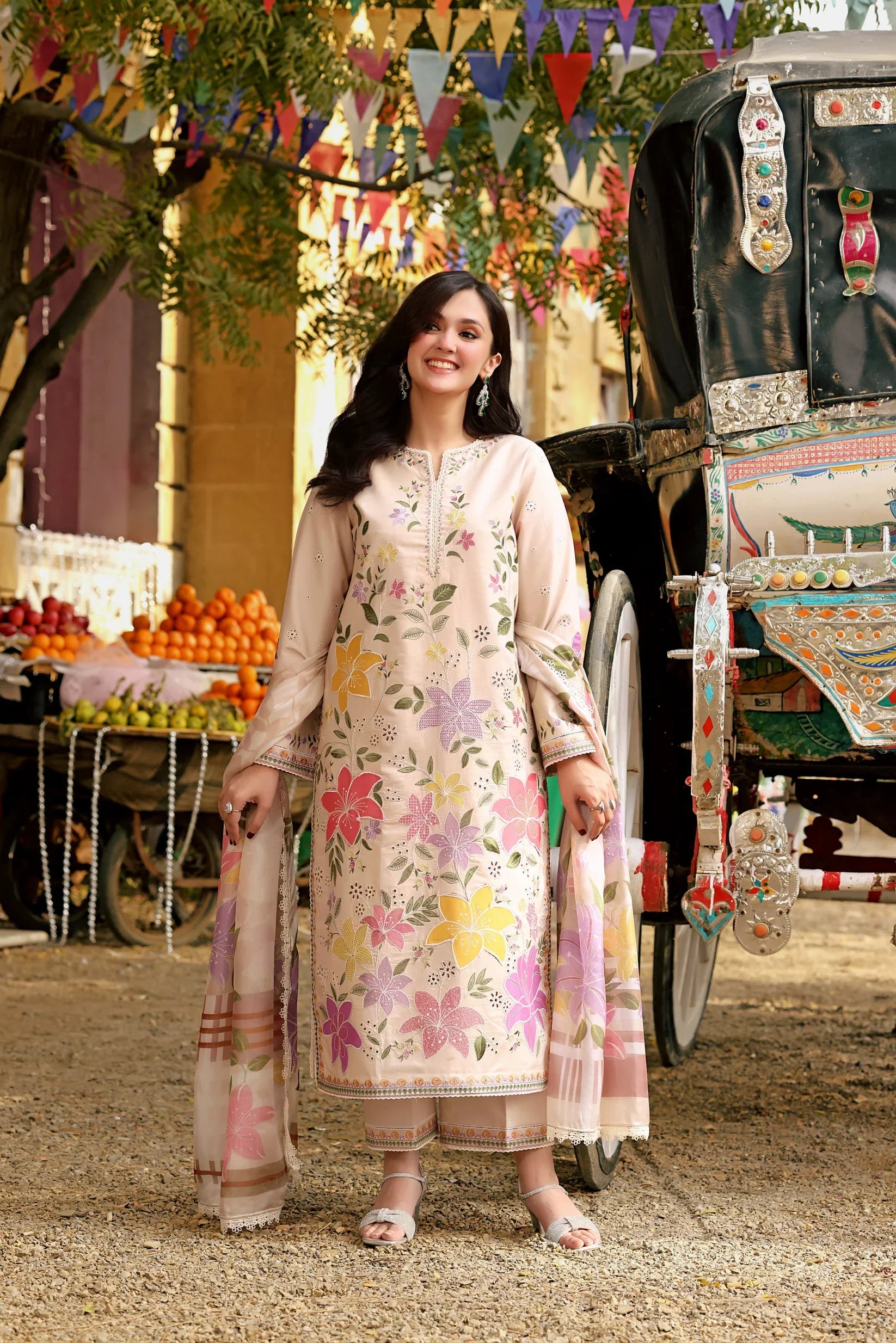 ANEELAS COTTON CHIKENKARI EMBROIDERED UNSTITCHED 3PC SUIT | KPA0097