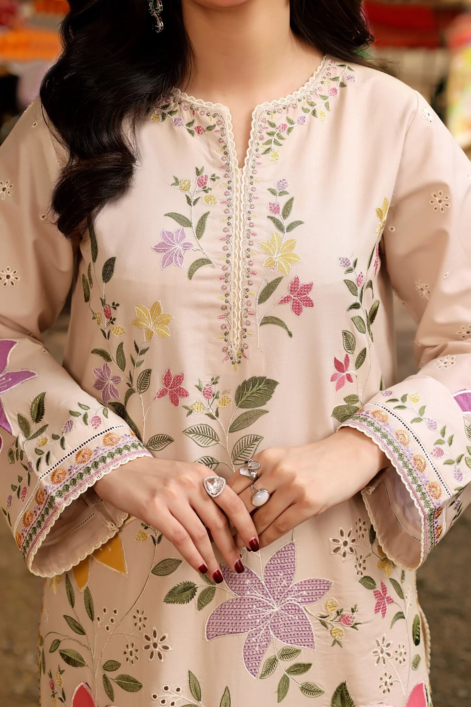 ANEELAS COTTON CHIKENKARI EMBROIDERED UNSTITCHED 3PC SUIT | KPA0097