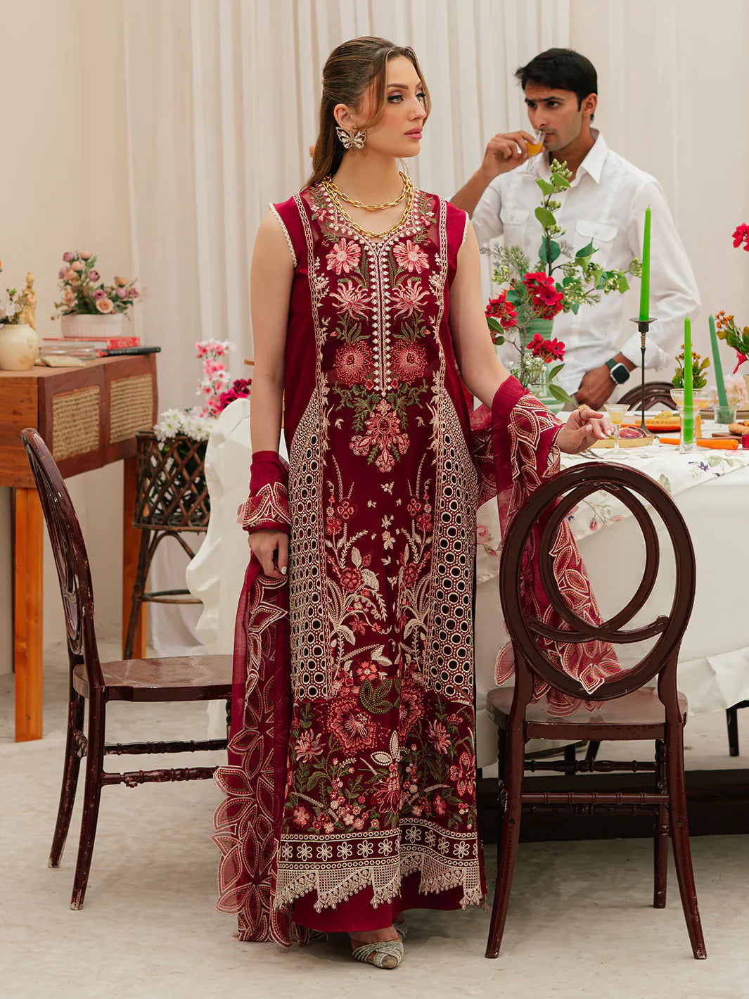 MAHNUR COTTON EMBROIDERED UNSTITCHED 3PC SUIT | KPA0111