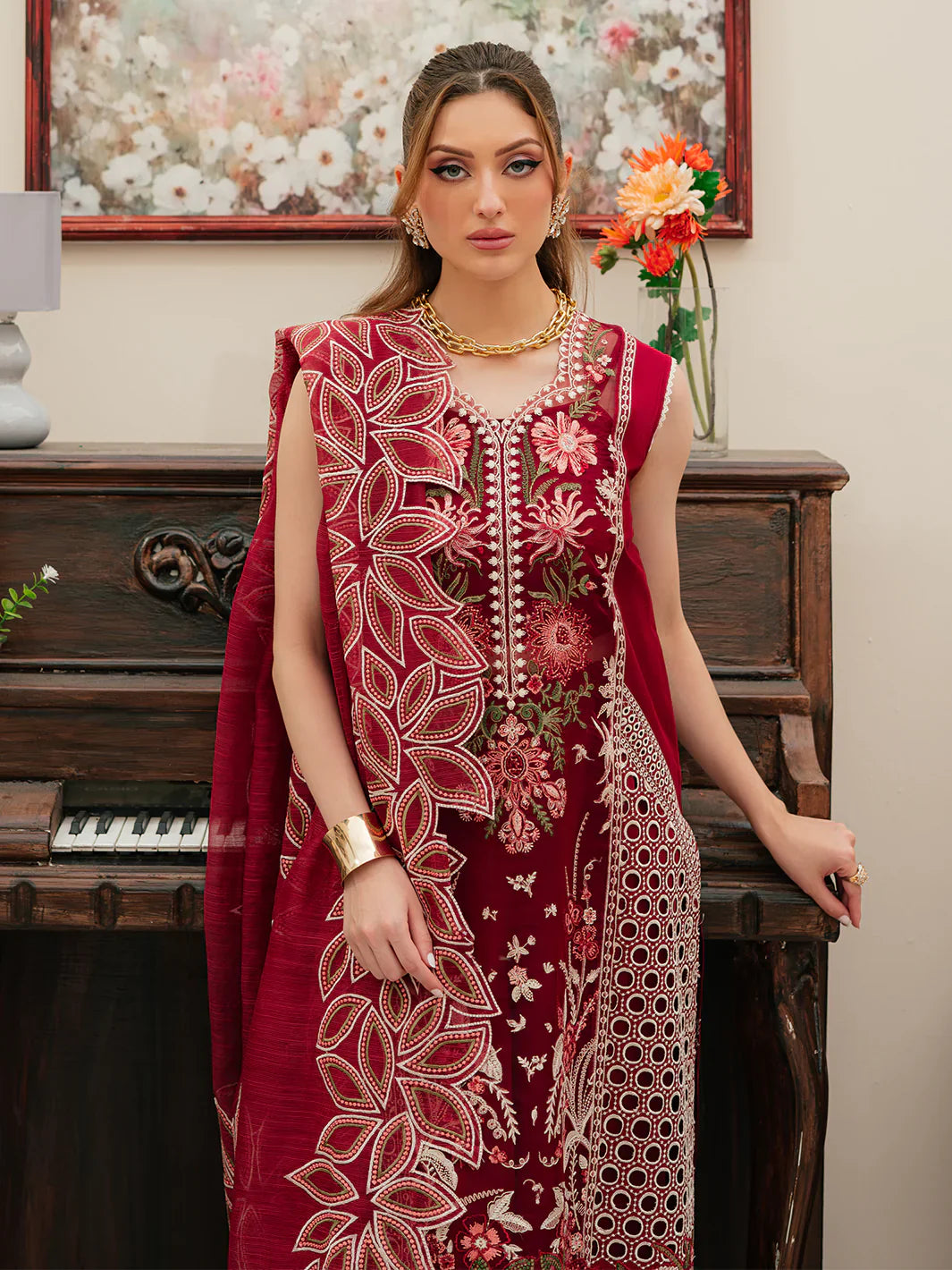 MAHNUR COTTON EMBROIDERED UNSTITCHED 3PC SUIT | KPA0111