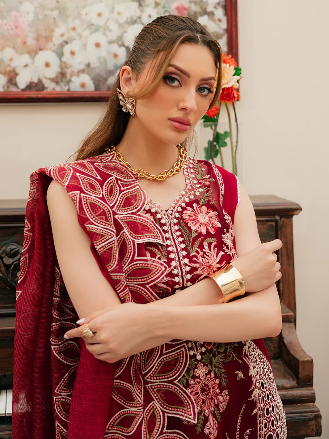 MAHNUR COTTON EMBROIDERED UNSTITCHED 3PC SUIT | KPA0111