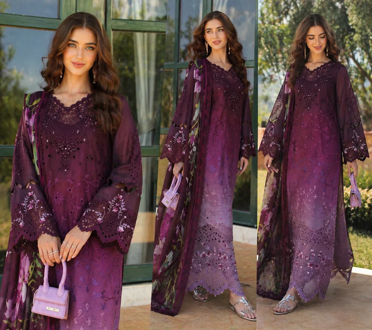 Noor By Sadia Lawn Printed Embroidered UNSTITCHED 3PC SUIT | KPA0101