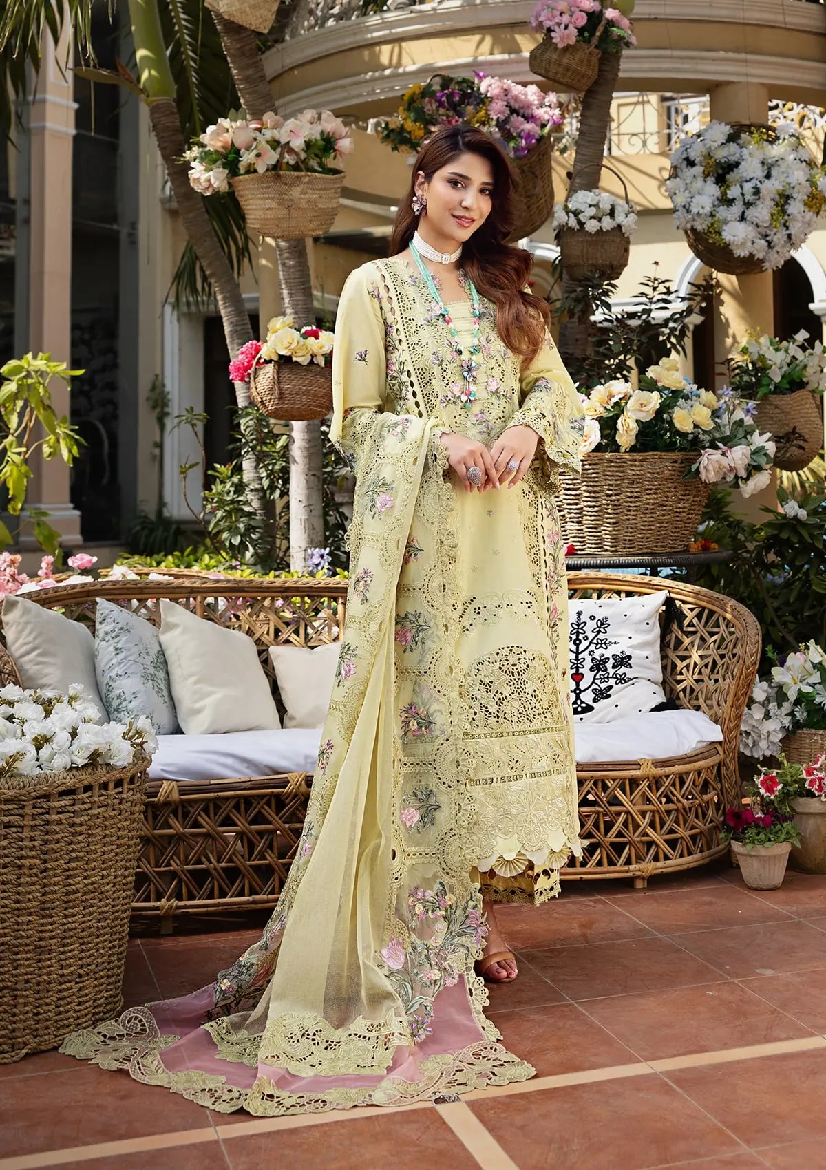ELAF BAHAAR LAWN CHIKENKARI UNSTITCHED 3PC SUIT | KPA0090