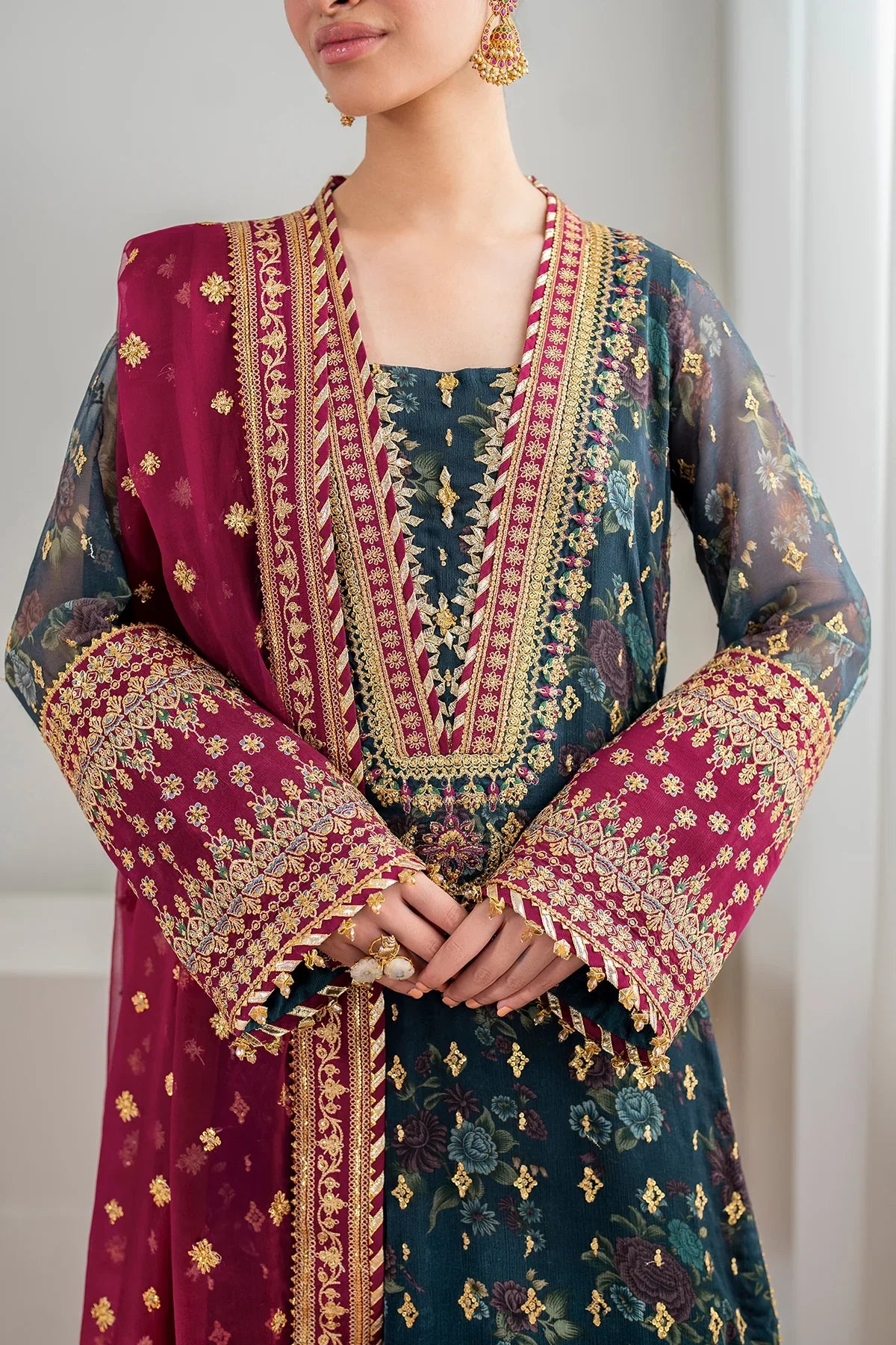 BAROQUE CHIFFON EMBROIDERED UNSTITCHED 3PC SUIT | KPA0102