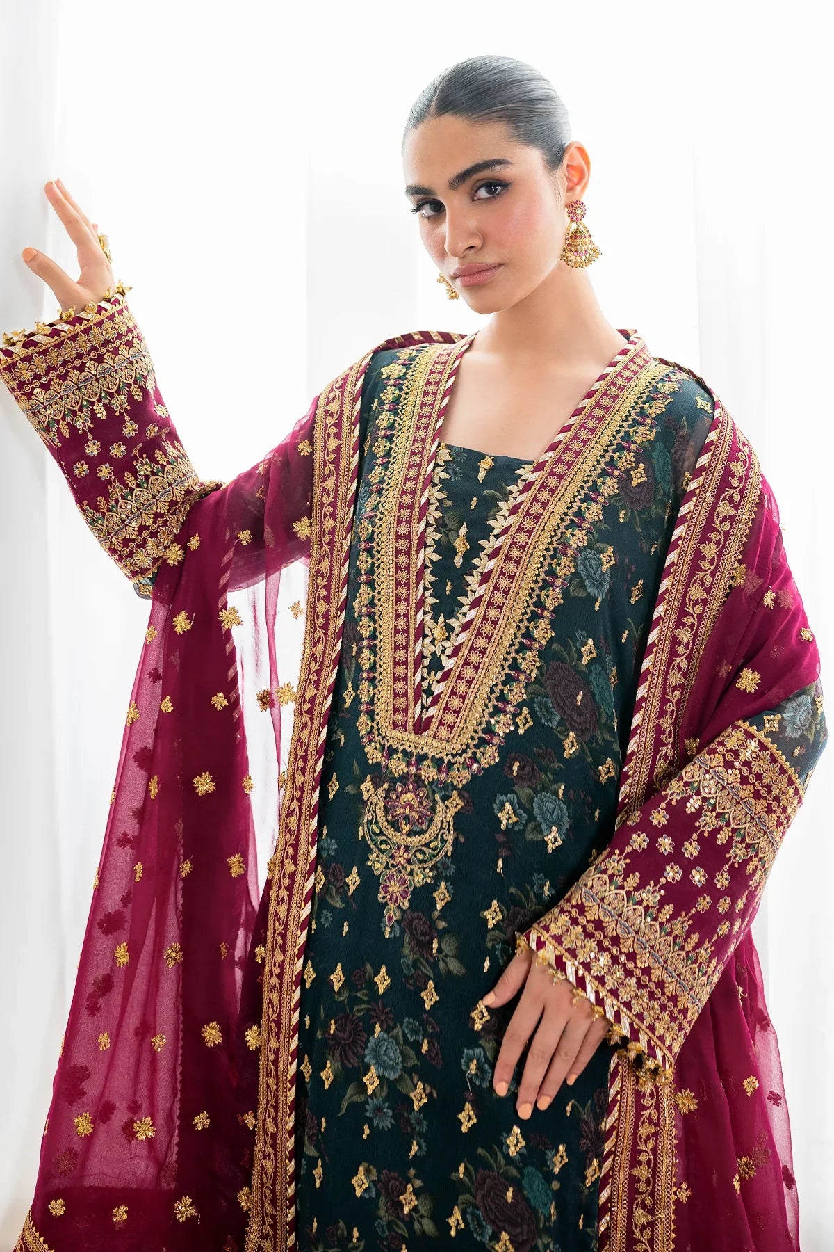 BAROQUE CHIFFON EMBROIDERED UNSTITCHED 3PC SUIT | KPA0102