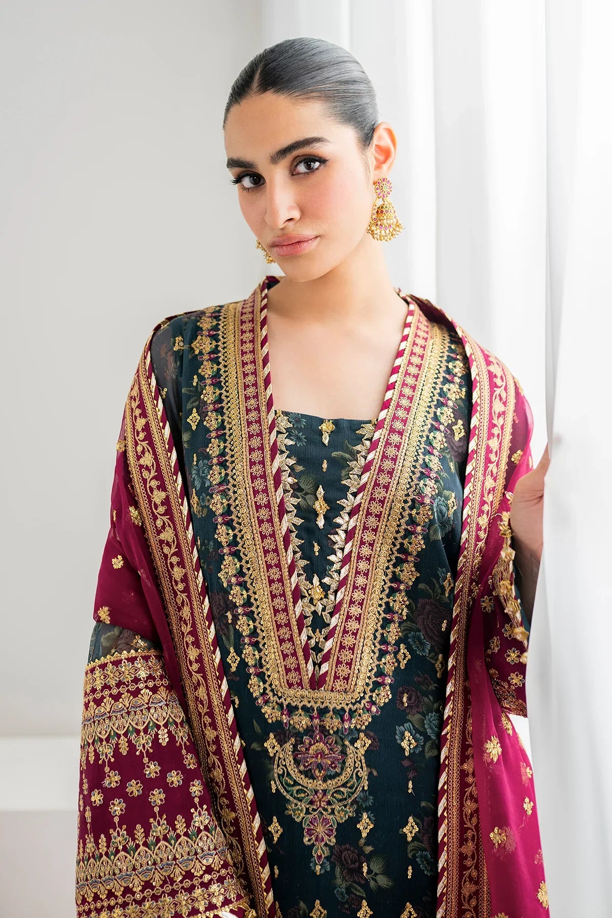 BAROQUE CHIFFON EMBROIDERED UNSTITCHED 3PC SUIT | KPA0102