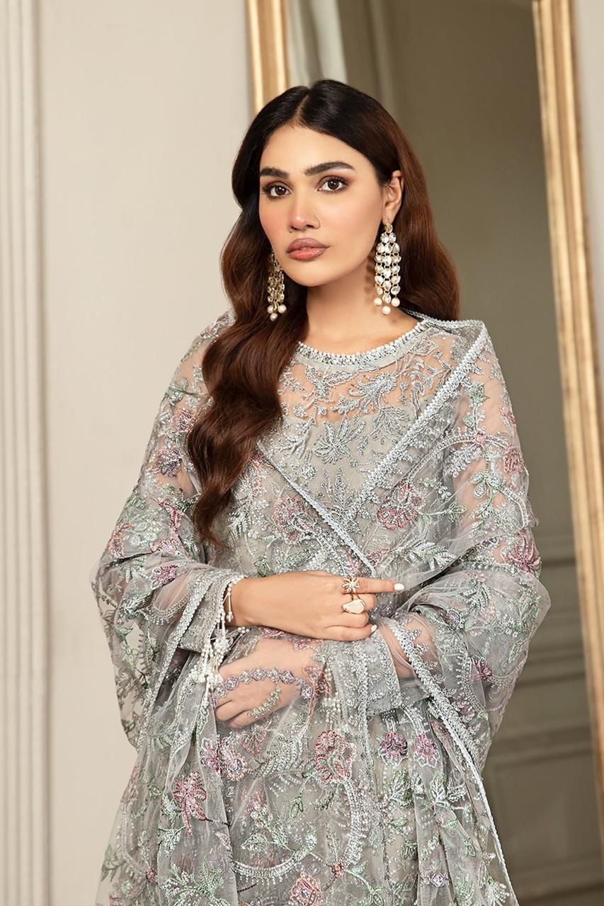 ZARIF NET LUXURY EMBROIDERED UNSTITCHED 3PC SUIT | KPA0073