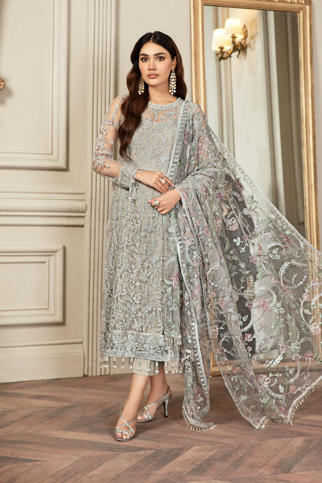 ZARIF NET LUXURY EMBROIDERED UNSTITCHED 3PC SUIT | KPA0073
