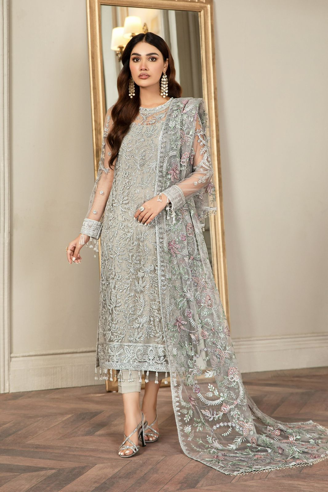 ZARIF NET LUXURY EMBROIDERED UNSTITCHED 3PC SUIT | KPA0073