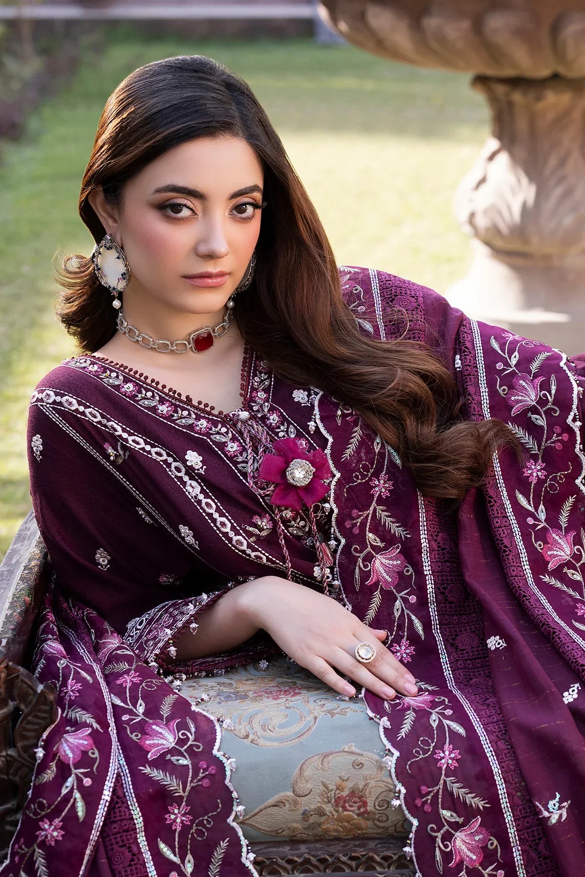 RAEESA PREMIUM EMBROIDERED UNSTITCHED 3PC SUIT | KPA0109