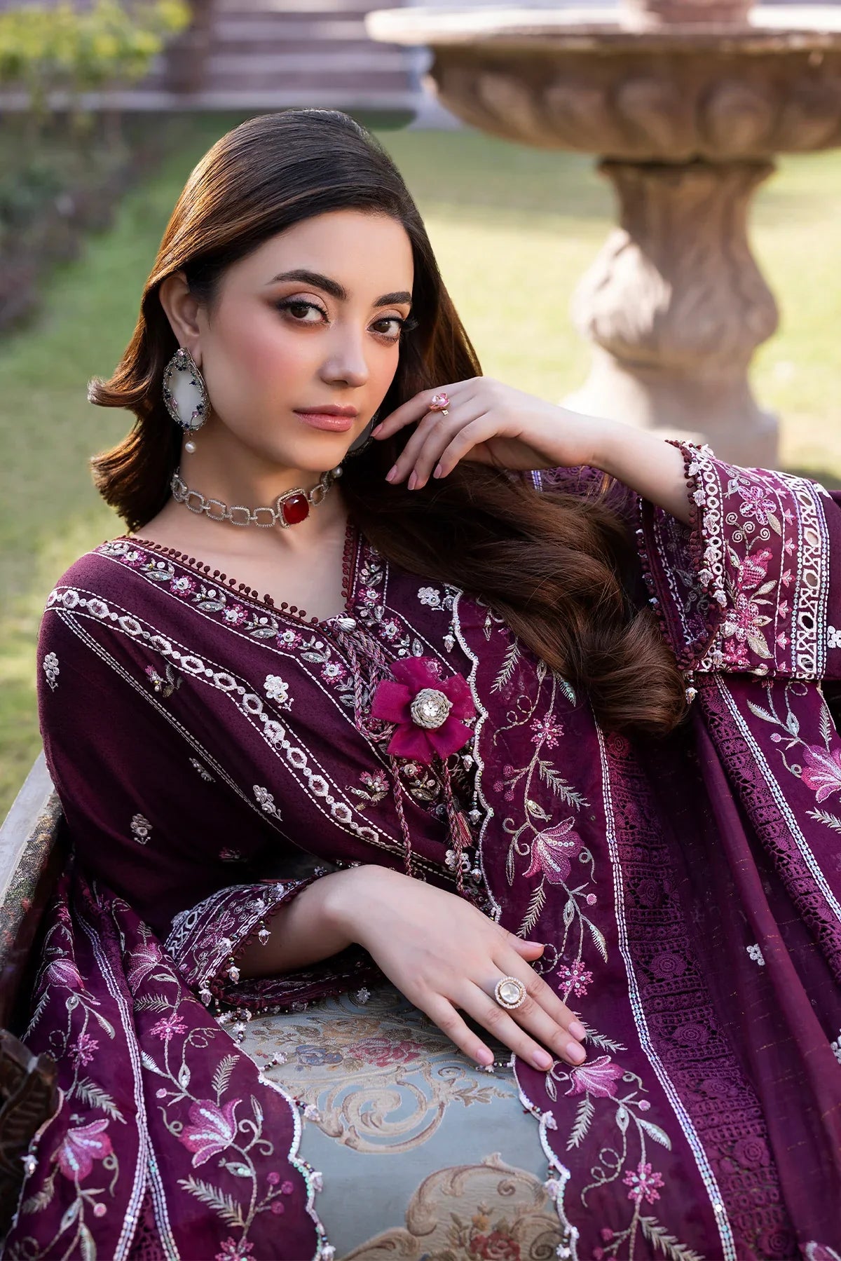 RAEESA PREMIUM EMBROIDERED UNSTITCHED 3PC SUIT | KPA0109