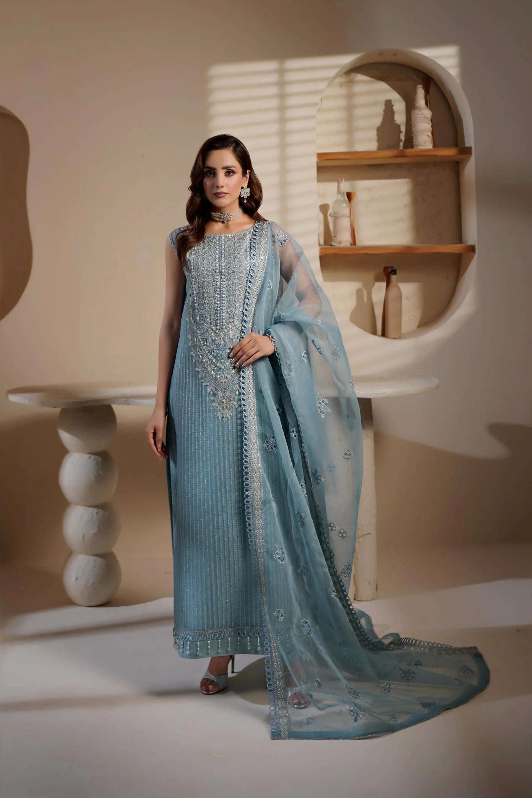 Maryam’s ORGANZA UNSTITCHED 3PC SUIT| KPA0064