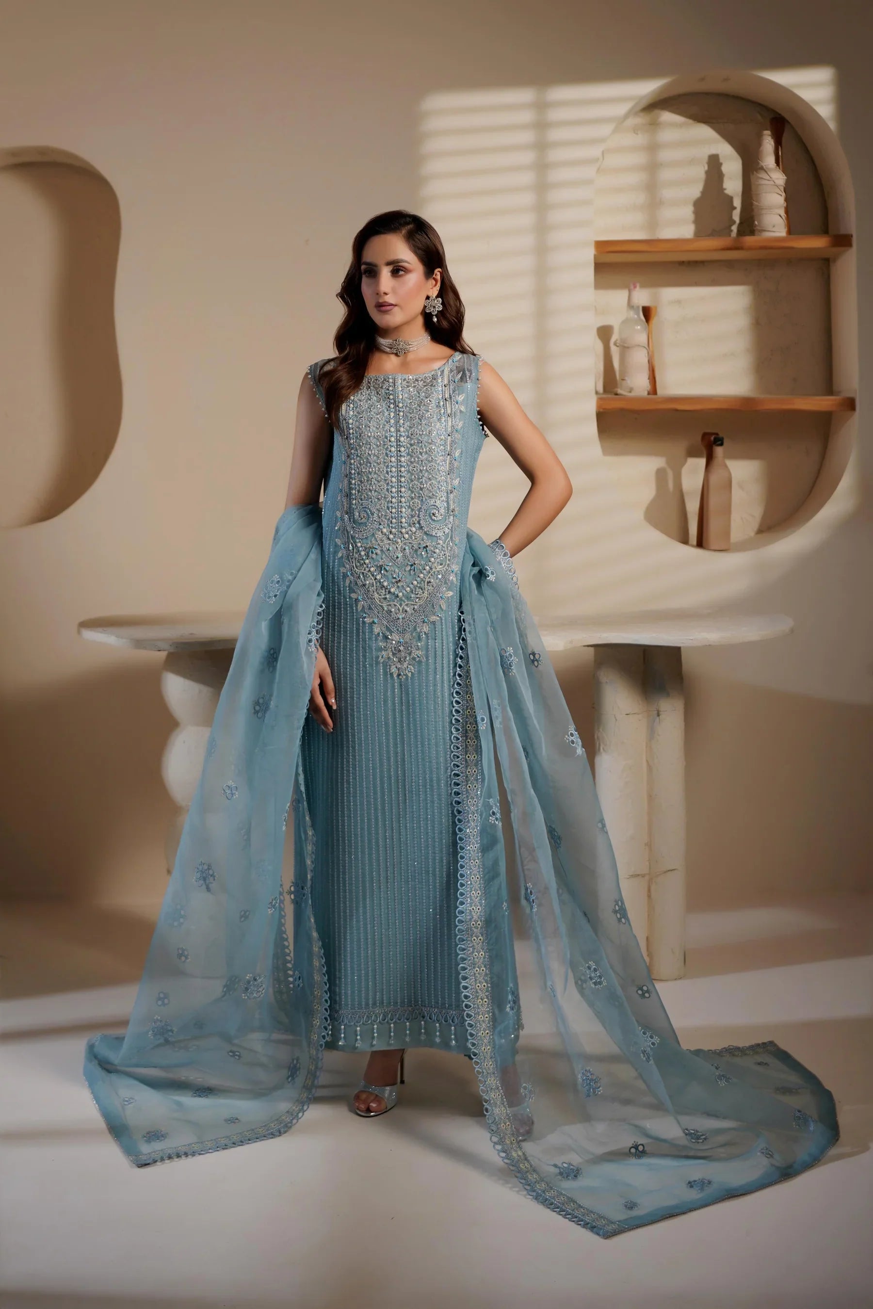 Maryam’s ORGANZA UNSTITCHED 3PC SUIT| KPA0064