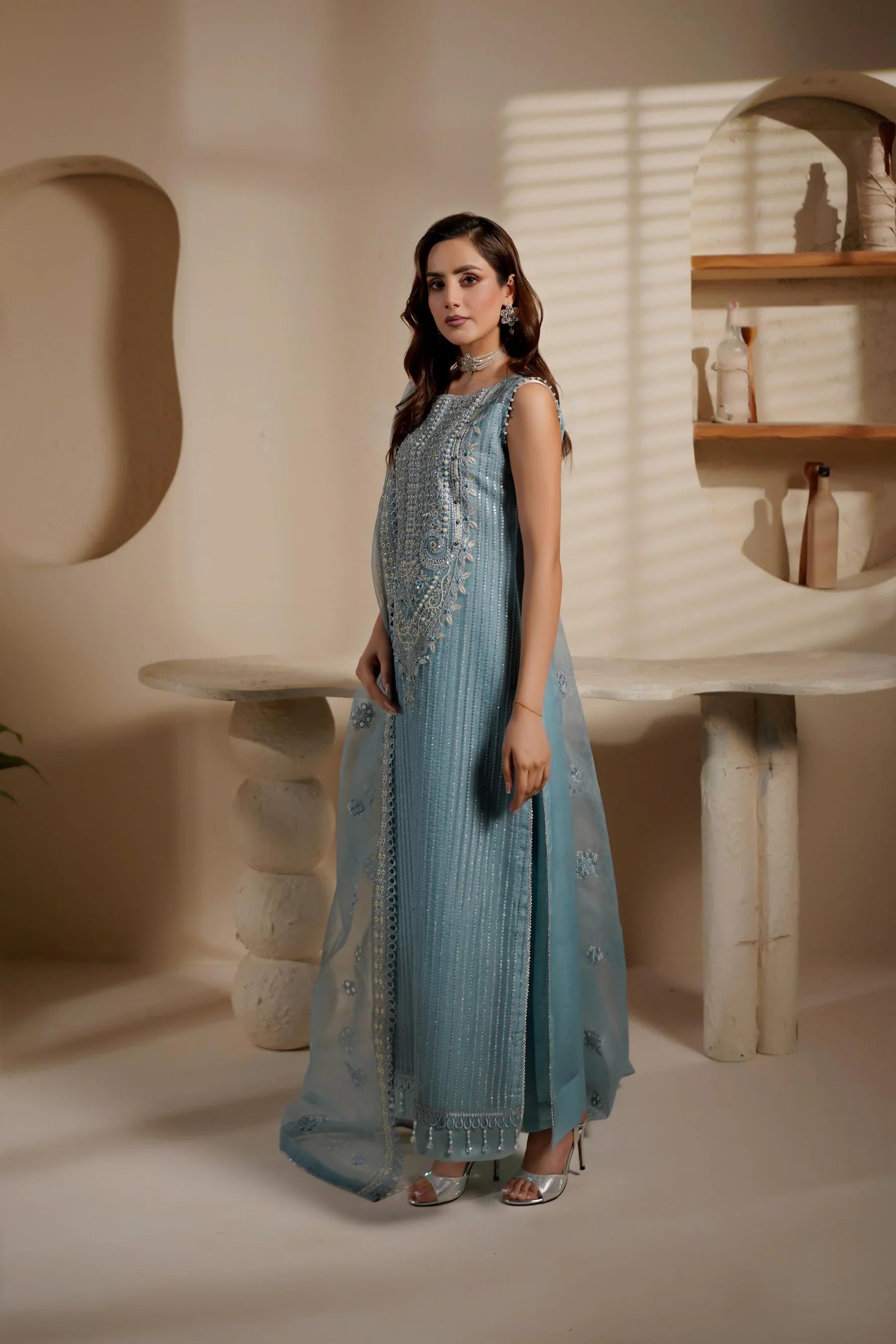 Maryam’s ORGANZA UNSTITCHED 3PC SUIT| KPA0064
