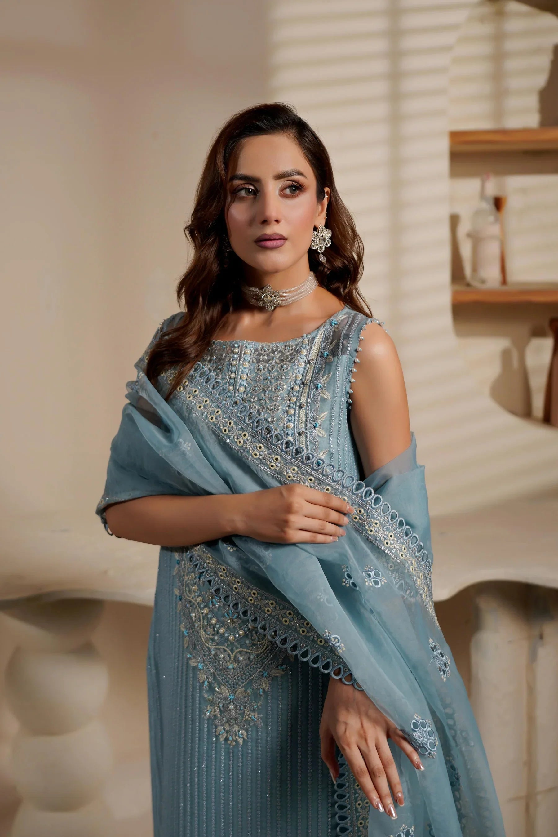 Maryam’s ORGANZA UNSTITCHED 3PC SUIT| KPA0064