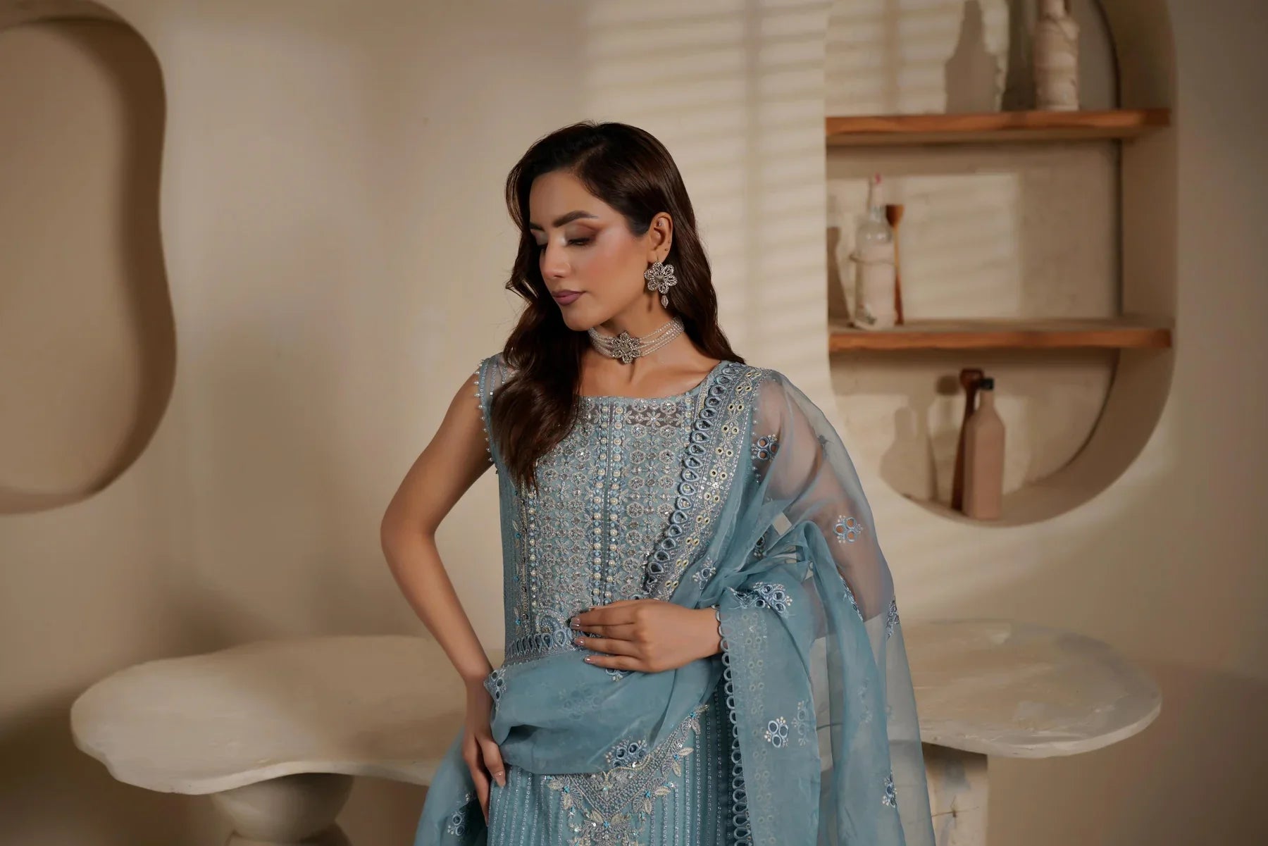 Maryam’s ORGANZA UNSTITCHED 3PC SUIT| KPA0064