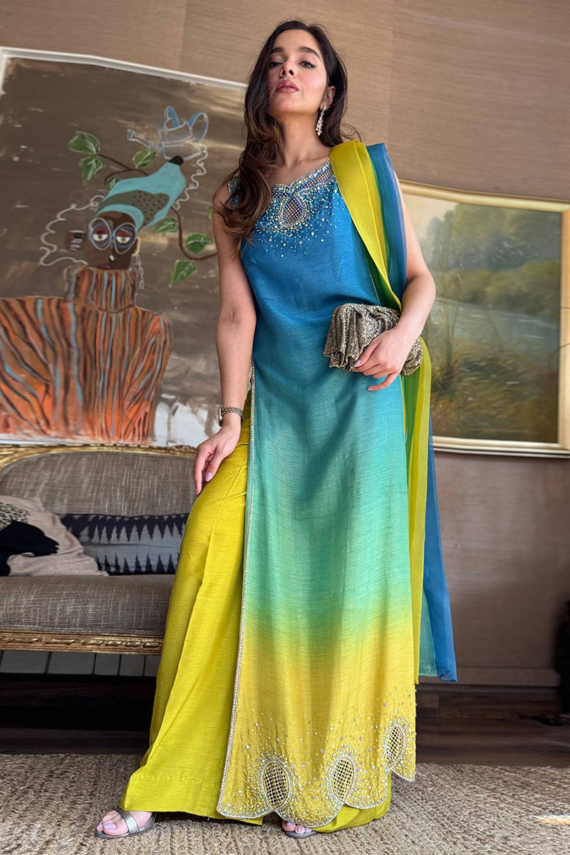 NEON OMBRE LAWN UNSTITCHED 3PC SUIT | KPA0093