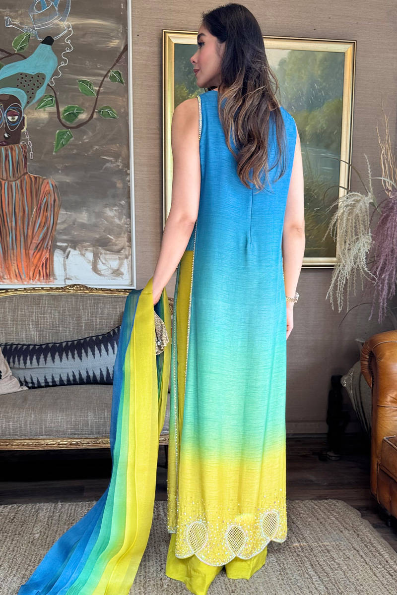 NEON OMBRE LAWN UNSTITCHED 3PC SUIT | KPA0093